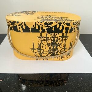 Yellow and Black Decorative Box with Rope Handle